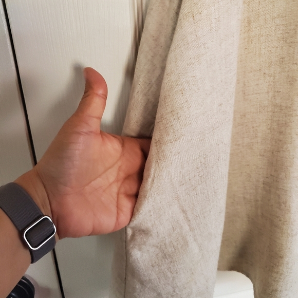 Miou Muse Sleeveless Linen Blend Romper Button Front Loose Fit Pocket Medium Tan - Picture 3 of 11